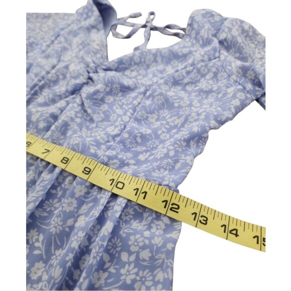 Sincerely Jules Blue Floral Smocked Tiered Maxi Dress XS Cottagecore Boho Puffy - Picture 6 of 13